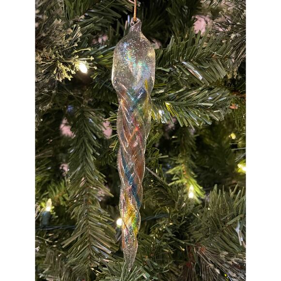 Set of 2 Handmade Glass Handmade Icicle Drop ornament - Picture 2 of 5